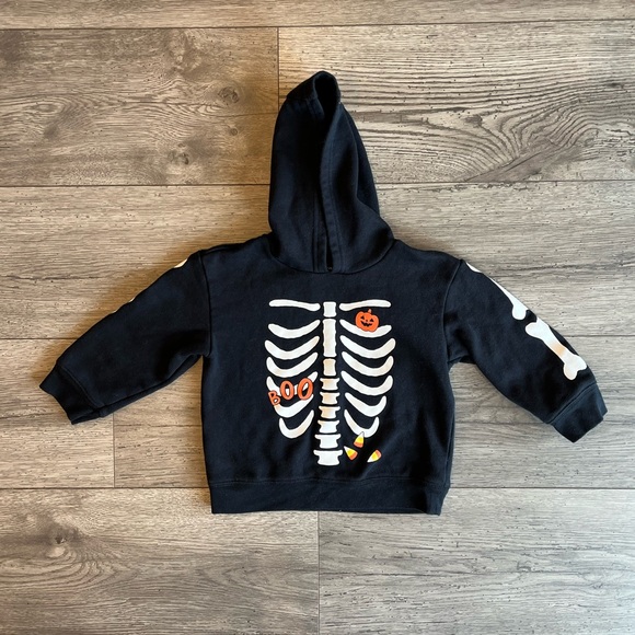 Carter's Other - Carter’s Child of Mine Long Sleeve Halloween Hoodie Skeleton Black White 2T